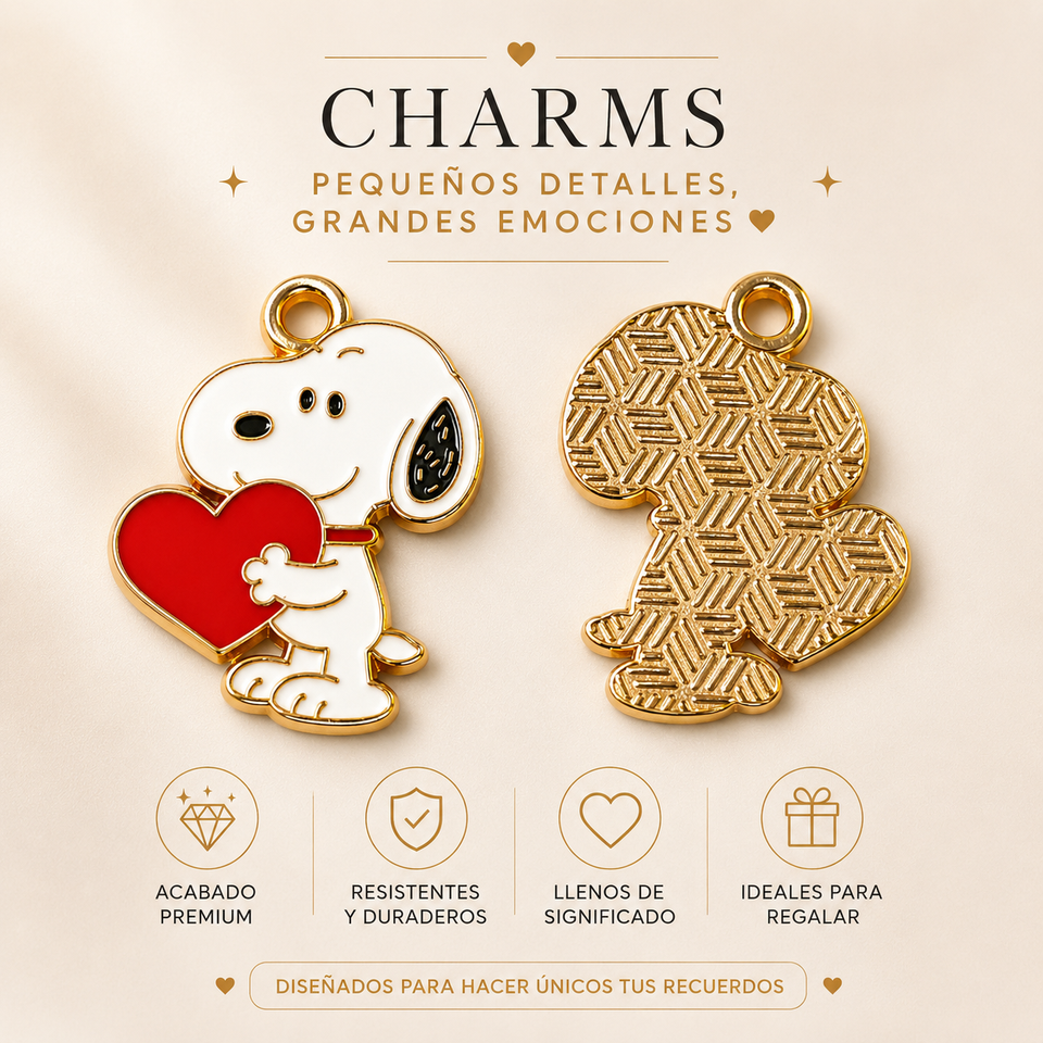Pulsera estilo pandora de snoopy con corazón